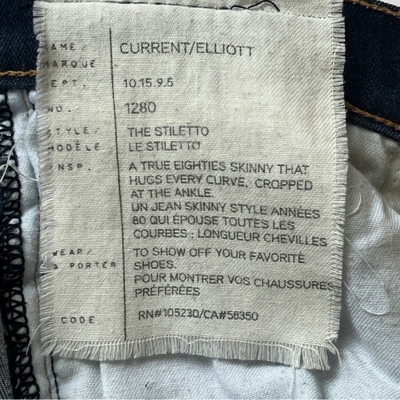 Current Eliott The Stiletto Skinny Jean Aged Rince Blue Stretch Denim Sz 26 - Picture 5 of 13